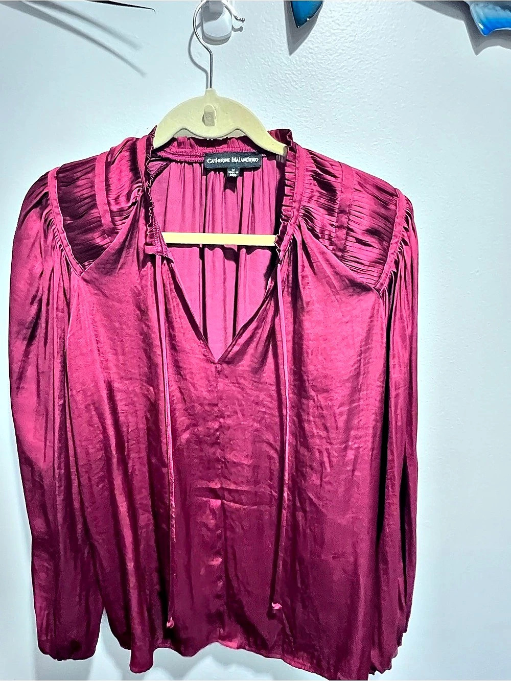 Catherine Malandrino Ruffle Neck Blouse in Pink Size Medium Like New